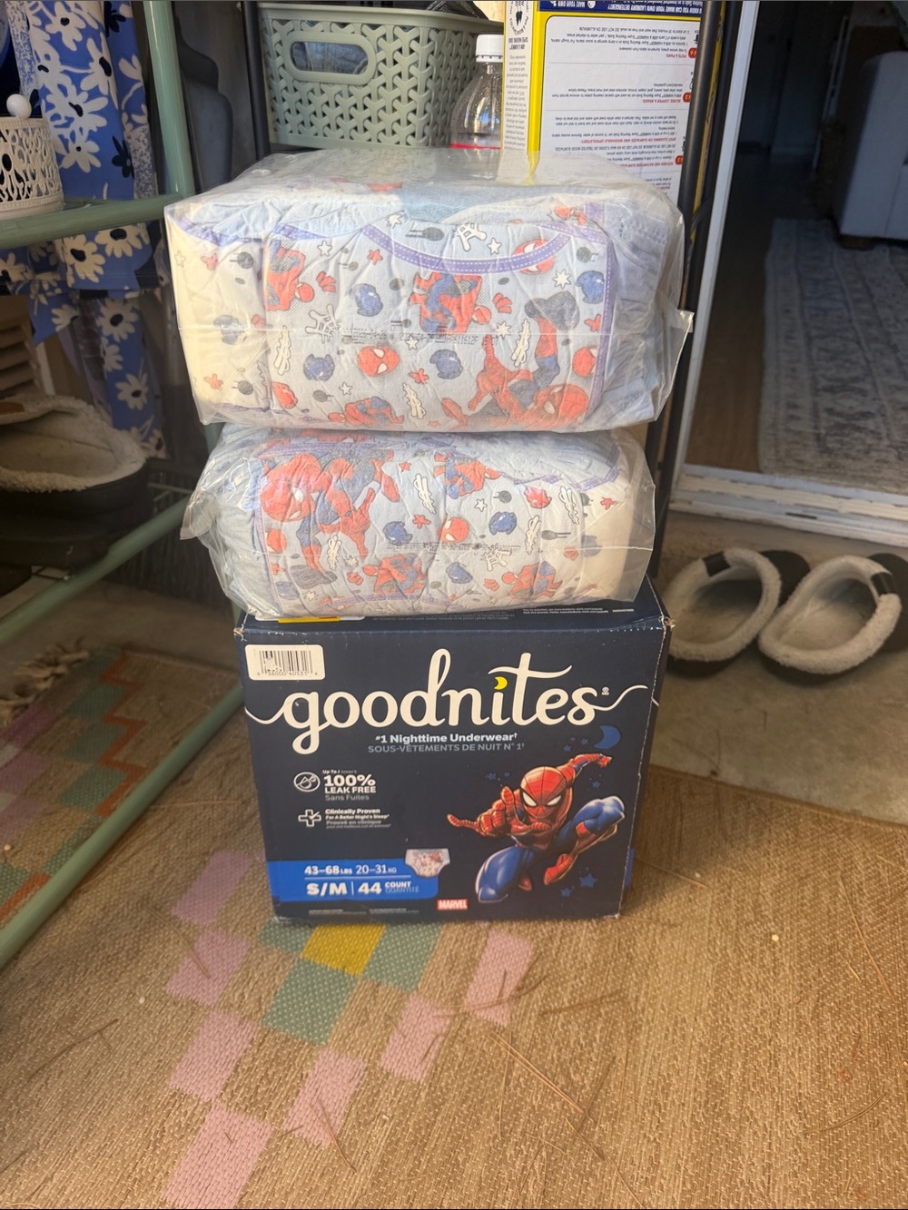 Goodnites nighttime underwear s/m Spiderman pull up diaper underwear new 2 boxes